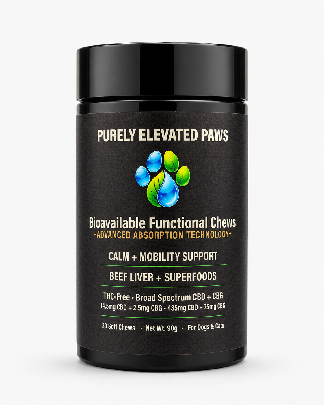 Purely Elevated Paws Bioavailable Functional Chews — 30 Count Jar